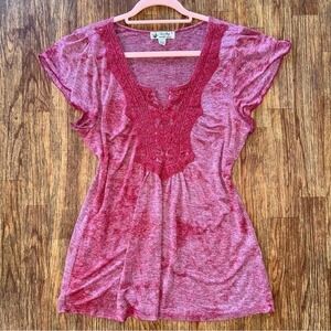 Vintage Y2K Unity World Top Pink Boho Embroidered Women's Small Tie Dye Crochet